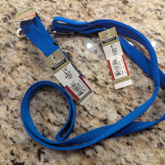 New Alliance Adjustable collar Sz Small 10-14" & leash 4 feet lead, blue - Picture 5 of 10